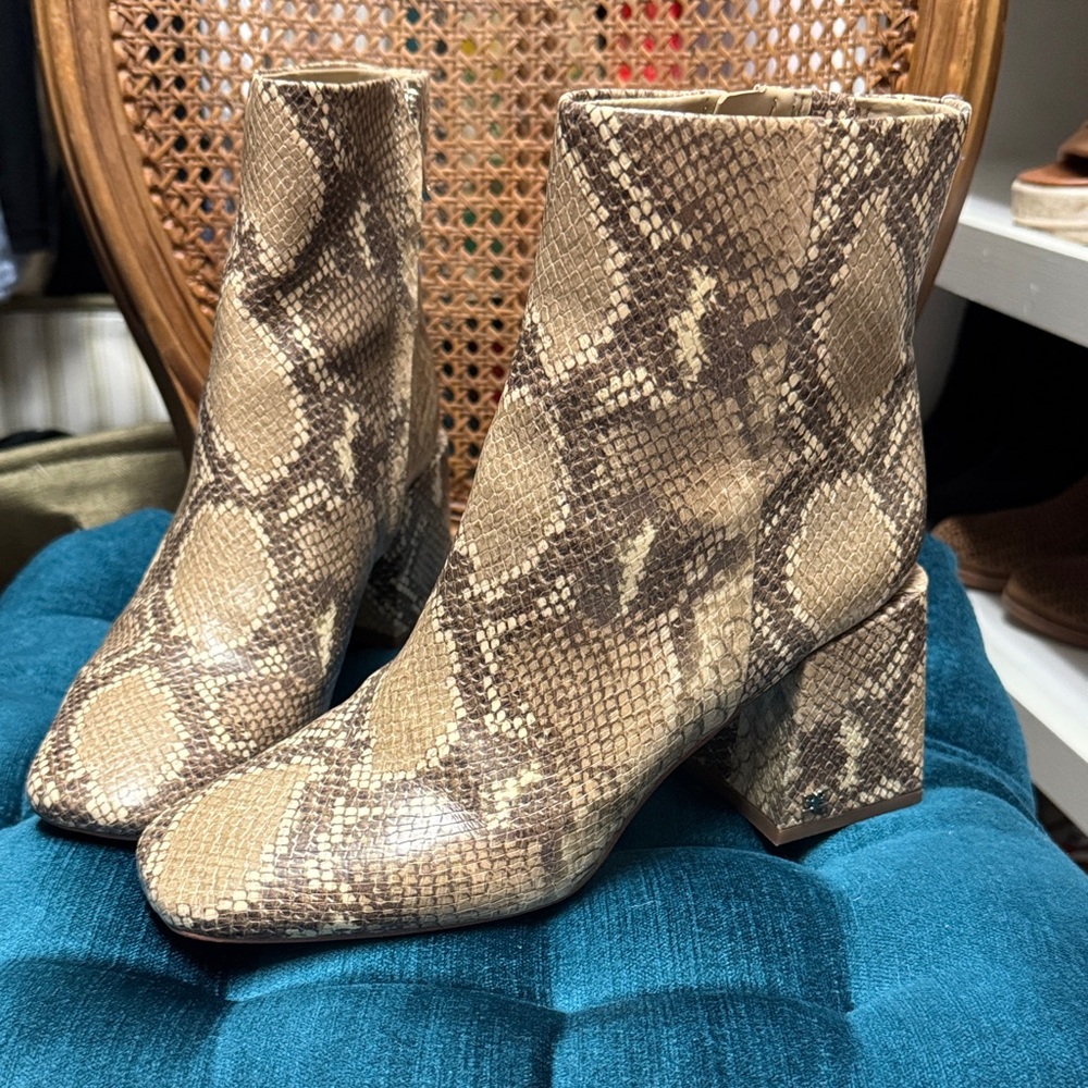 Sam Edelman Snakeskin Pattern Ankle Booties